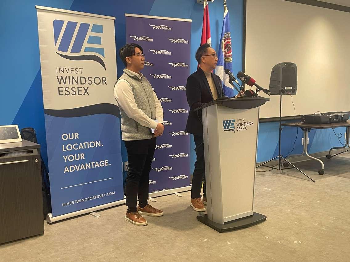 Danny Huh and Spencer Sungbum Huh announce NEO Batteries Ltd. facility in Windsor, January 23, 2025. (Photo by Maureen Revait) 