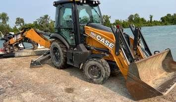 A backhoe recovered from the LaSalle channel of the Detroit River, June 3, 2025. Photo provided by Ontario Provincial Police.