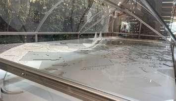 Model of the Gordie Howe International Bridge, now housed at the University of Windsor, July 17, 2025. (Photo by Maureen Revait)