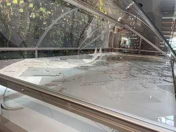 Model of the Gordie Howe International Bridge, now housed at the University of Windsor, July 17, 2025. (Photo by Maureen Revait)