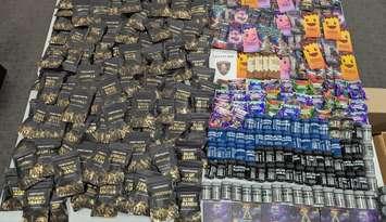 Windsor police display over $23,000 in illicit magic mushroom products on January 13, 2025. Photo provided by Windsor police.