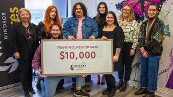 Representatives from Caesars Windsor and Trans Wellness Ontario announce a $10,000 donation on January 23, 2024. Photo submitted by Caesars Windsor.