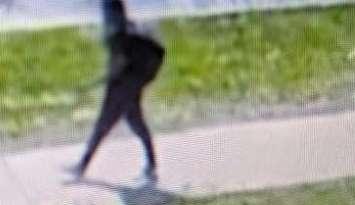 An image taken from a security camera of a suspect wanted for alleged threatening behaviour in south Windsor, April 24, 2025. Image provided by Windsor police.