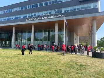 Windsor property owners protest the Residential Rental Housing Licensing pilot program, May 29, 2023. (Photo by Maureen Revait) 