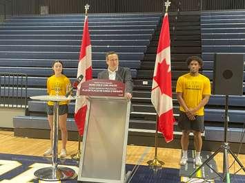 Windsor-Tecumseh MP Irek Kusmierczyk at an announcement at the University of Windsor, March 28, 2024. (Photo by Maureen Revait) 