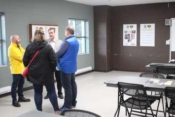 Tecumseh parks and recreation director Paul Anthony, in sports jacket, participates in a public consultation on event safety at Tecumseh Arena, March 4, 2020. Photo by Mark Brown/Blackburn News.