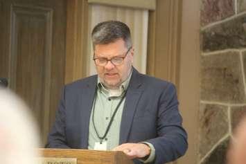 Windsor-Essex County Health Unit CEO Dr. Ken Blanchette at the year-end board meeting at Caboto Club, Windsor, December 5, 2024. Photo by Mark Brown/WindsorNewsToday.ca.