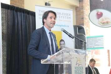 Dr. Eric Hoskins, Ontario Minister of Health and Long-Term Care, officially announces the new Windsor-Essex mega hospital at Windsor Regional Hospitals Ouellette campus on December 1, 2017. Photo by Mark Brown/Blackburn News.