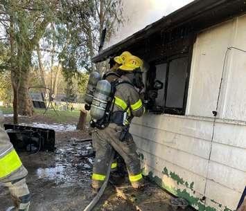 Chatham-Kent firefighters tackle garage fire (Image courtesy of the Chatham-Kent Fire Department via X)