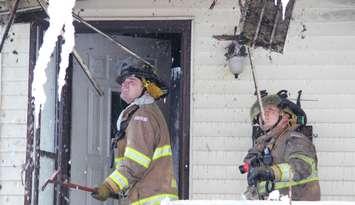 Windsor firefighters respond to a blaze at 761 Windsor Ave. on February 18, 2015. (Photo by Jason Viau)