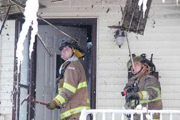 Windsor firefighters respond to a blaze at 761 Windsor Ave. on February 18, 2015. (Photo by Jason Viau)