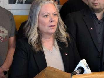Windsor-Tecumseh MPP Lisa Gretzky in Windsor, April 3, 2025. Photo by Mark Brown/WindsorNewsToday.ca.