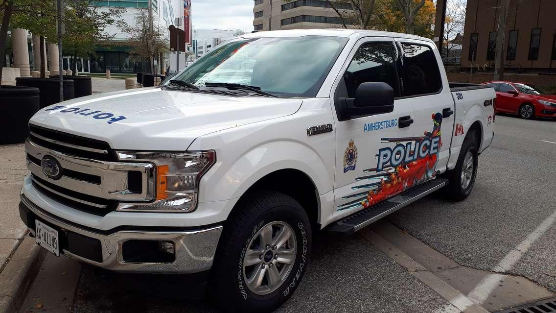 A redesigned Amherstburg Police vehicle is parked outside Windsor Police Headquarters on October 12, 2018. Photo by Mark Brown/Blackburn News.