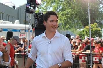 Prime Minister Justin Trudeau in Leamington, July 1, 2018. (Photo by Adelle Loiselle)