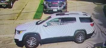 A white SUV believed to have been involved in a hit-and-run on John Davies Drive, October 1, 2023. Photo provided by Woodstock police