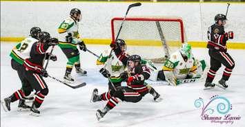 Joe Ferrera scores against St. Thomas - Jan 17/20 (Photo courtesy of Shawna Lavoie Photography)