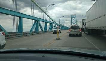 Vehicles on the Ambassador Bridge on April 16, 2017 (Photo by Mark Brown/Blackburn News)