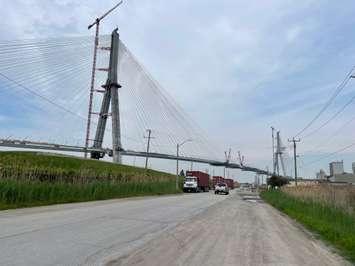 The Gordie Howe International Bridge deck nearing completion, May 14, 2024. (Photo by Maureen Revait) 