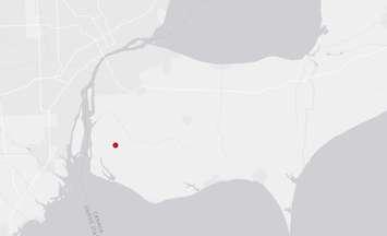 Location of Amherstburg Earthquake, April 19, 2018. (photo courtesy of the USGS)