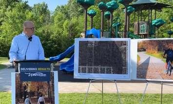 Mayor Drew Dilkens at the South Windsor Woodlot on May 31, 2022.  (Photo from City of Windsor video announcement)