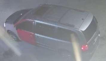 A minivan suspected of being used to ram a Windsor business is shown in a security camera image, September 6, 2025. Image provided by Windsor police.
