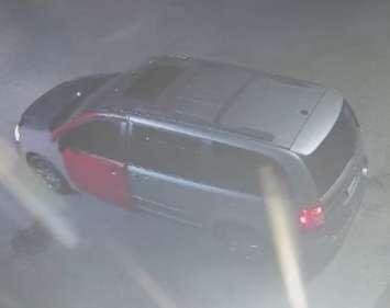 A minivan suspected of being used to ram a Windsor business is shown in a security camera image, September 6, 2025. Image provided by Windsor police.
