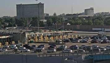 (Heavy U.S. bound traffic at the Ambassador Bridge taken from traffic cameras at the Ambassador Bridge)