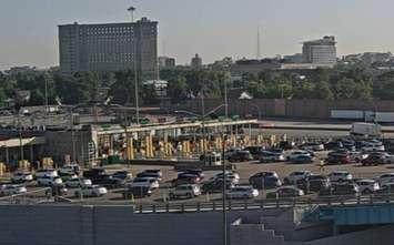 (Heavy U.S. bound traffic at the Ambassador Bridge taken from traffic cameras at the Ambassador Bridge)