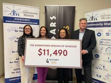 Caesars Windsor Cares presents cheque to the Downtown Mission, May 21, 2025. (Photo by Maureen Revait) 