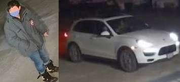 A suspect and vehicle in the theft of a U-Haul from a Wiarton business, March 17, 2025. Photos provided by Grey Bruce OPP.