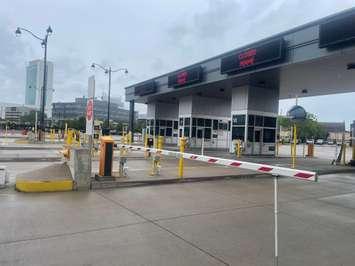 Windsor-Detroit tunnel customs booths, June 2025. (Photo by Maureen Revait)