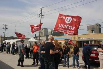 Employees picket at Windsor Salt, April 11, 2023. (Photo by Maureen Revait) 