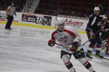 Windsor Spitfires forward Tyler Angle plays in the annual Blue and White game on August 31, 2016. (Photo by Ricardo Veneza)