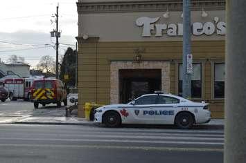 Windsor Police and fire crews are on scene at Francos on Tecumseh Rd. E. following an early morning fire on December 7, 2018. Photo by Mark Brown/Blackburn News.
