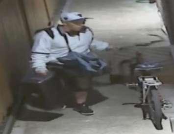 Surveillance camera image of a suspect sought in a break-and-enter on Roxborough Boulevard in Windsor. Photo provided by Windsor police