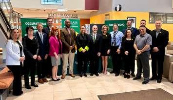 Representatives from St. Clair College and Wayne State University meet to sign a pathway agreement in health sciences, May 22, 2025. Photo provided by St. Clair College.