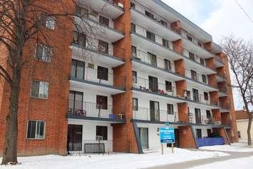 Apartment on Bruce Ave. where Windsor police are investigating a murder, February 24, 2015. (photo by Mike Vlasveld)