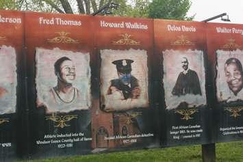 Vandalism seen on this mural in Paterson Park, May 3, 2021. (Photo by Maureen Revait) 