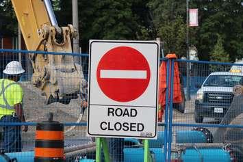 A road closed for road repairs. (File photo by Adelle Loiselle.)