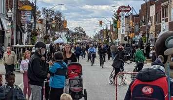 Crowds enjoy Open Streets Windsor on Wyandotte Street East, October 17, 2021. Photo by Mark Brown/WindsorNewsToday.ca