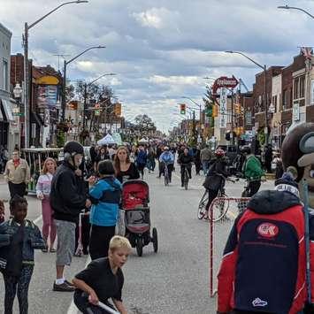 Crowds enjoy Open Streets Windsor on Wyandotte Street East, October 17, 2021. Photo by Mark Brown/WindsorNewsToday.ca