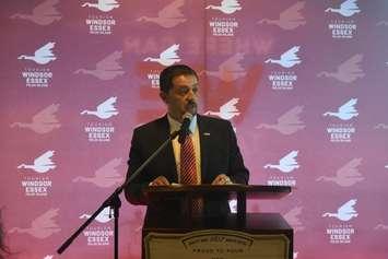 Kingsville Mayor and TWEPI board chairman Nelson Santos speaks at the 2018 Tourism Windsor Essex's Annual General Meeting. Photo by: Alyssa Leonard