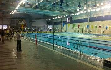 The first practice swim meet is held at the Family Aquatic Complex in Windsor, August 1, 2013.