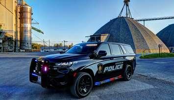 Sarnia police cruiser at Cargill. Photo courtesy of the Sarnia Police Service. 