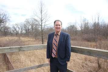 Windsor-West MP Brian Masse at the Ojibway Prairie Provincial Nature Reserve, April 6, 2023. (Photo by Maureen Revait) 