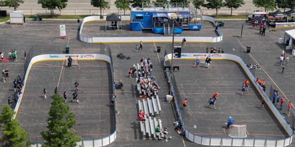 Rinks set-up for HockeyFest. Photo from www.hockeyfestgameon.com.