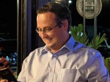 Windsor-Tecumseh Liberal candidate Irek Kusmierczyk arrives to meet with supporters at Parks and Rec in Windsor, September 20, 2021. Photo by Mark Brown/Blackburn News.