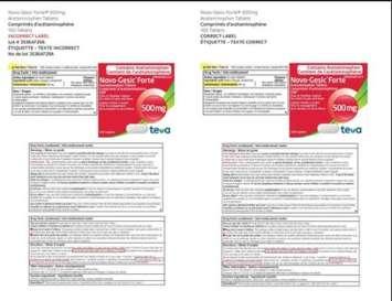 The label of the product recalled courtesy of Health Canada.