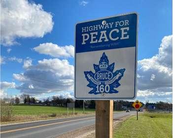 Bruce Road 19 has been designated the Highway for Peace. :Photo from Bruce County.