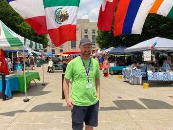 Mark Nonkes, immigration partnership manager, takes in the Huron Multicultural Festival. 